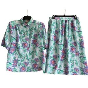 Vintage 80’s Pykettes Two-Piece Floral CottageCore Grandmacore Skirt Set